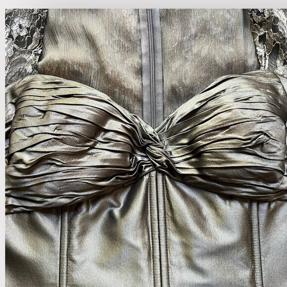 MoB Evening Gown Rickie Freeman Teri Jon Size 10 Lace & Organza Metallic Dress - Picture 6 of 12